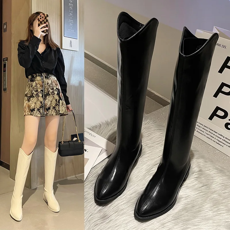 

Женские рыцарские Сапоги на молнии, с V-образным вырезом, до колена