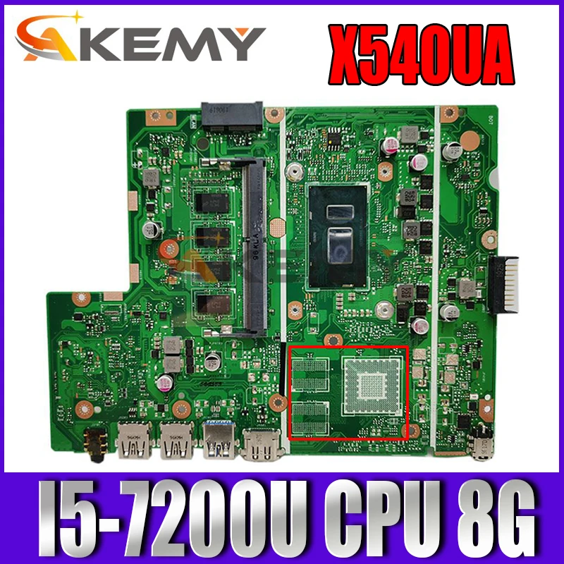 

AKemy For ASUS X540UA X540UBR X540UB X540U X540 laptop motherboard mainboard X540UA original mainboard with I5-7200U 8GB RAM
