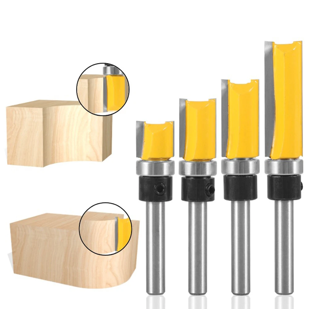 

Трафарет с хвостовиком 1/4 дюйма, фреза для обрезания, фреза, обрезка петель, подшипник с прямым дном, фреза для деревообрабатывающего инструмента