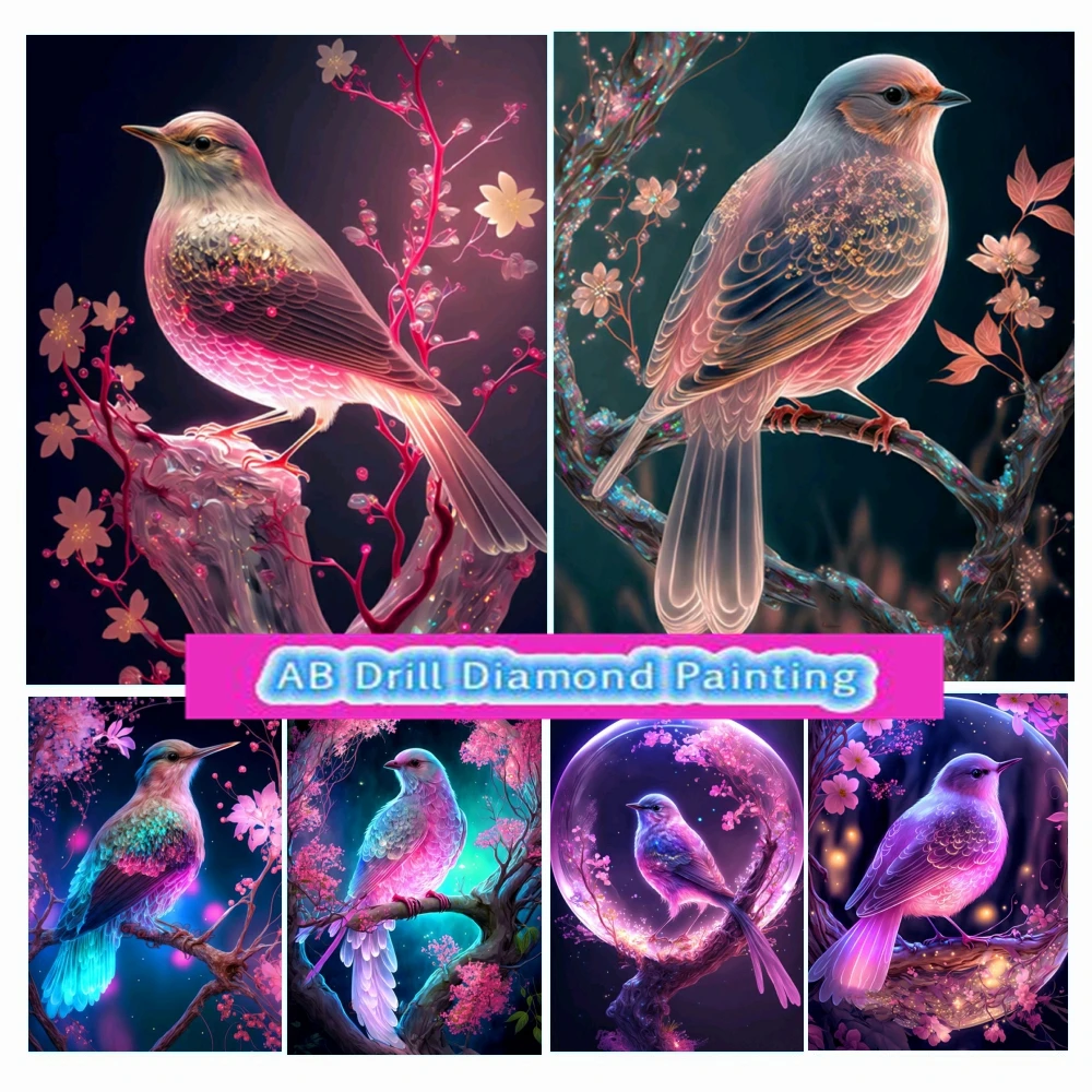 

Красочные цветы птица 5D Diy AB дрель алмазная живопись мультфильм животное Дерево вышивка мозаика вышивка крестиком домашний декор настенное искусство