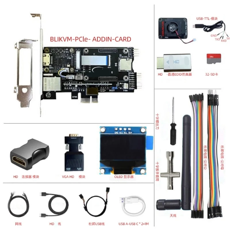 Многоцелевая плата расширения Blikvm PCle KVM over IP с интерфейсами PoE USB