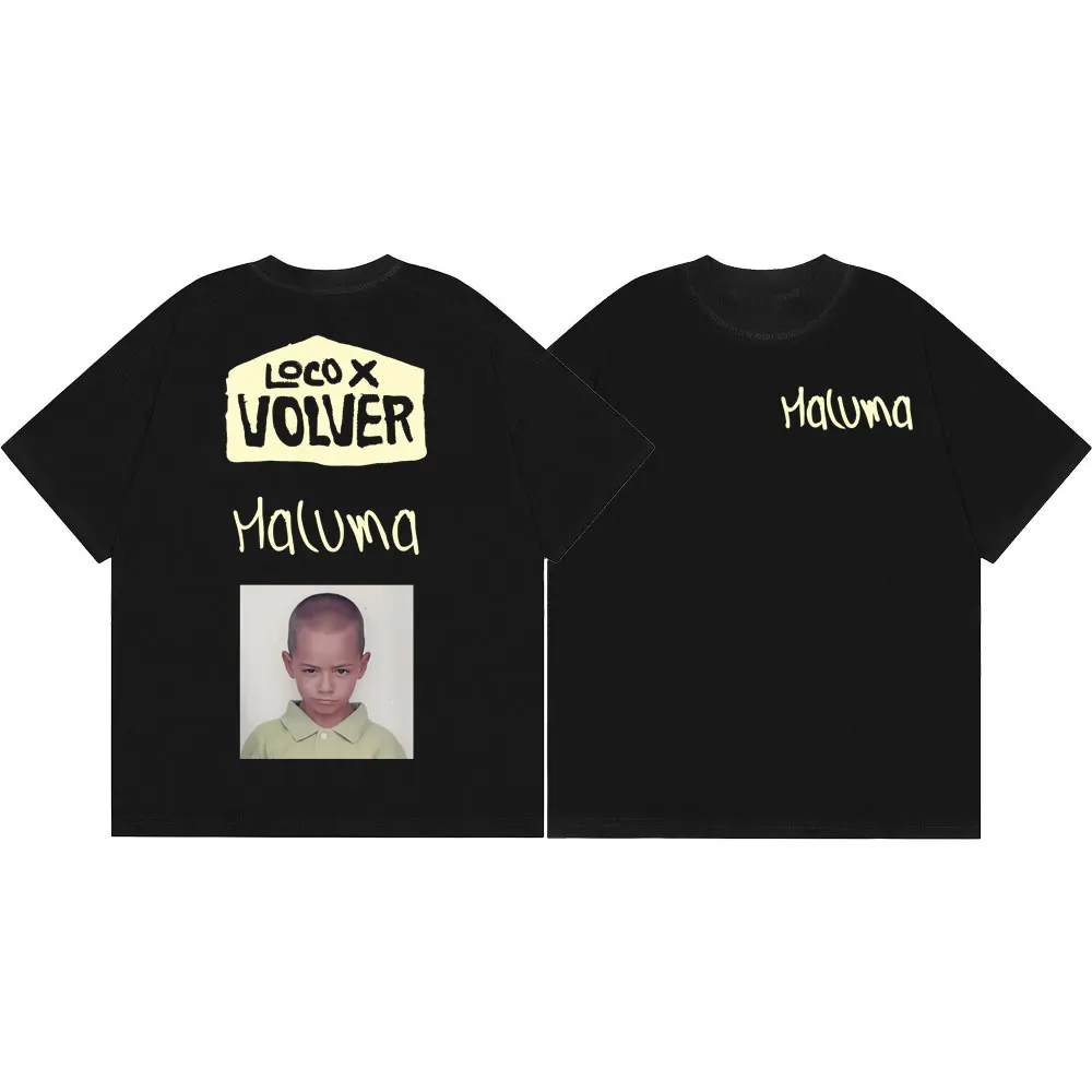 Фото Футболки с графическим принтом Rapper Maluma 2026 New Album Loco X Volver, модные уличные футболки, трендовые футболки для мужчин и женщин, повседневные свободные футболки №1