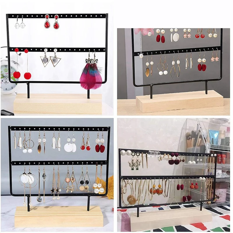 

Новинка, держатель для ювелирных изделий, деревянная подставка (2 слоя, черный)