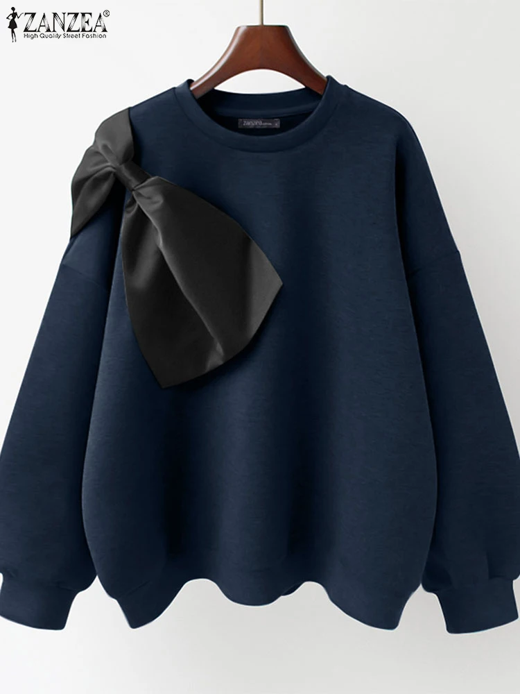 Женские свитшоты ZANZEA повседневные джемперы с круглым вырезом и длинным рукавом