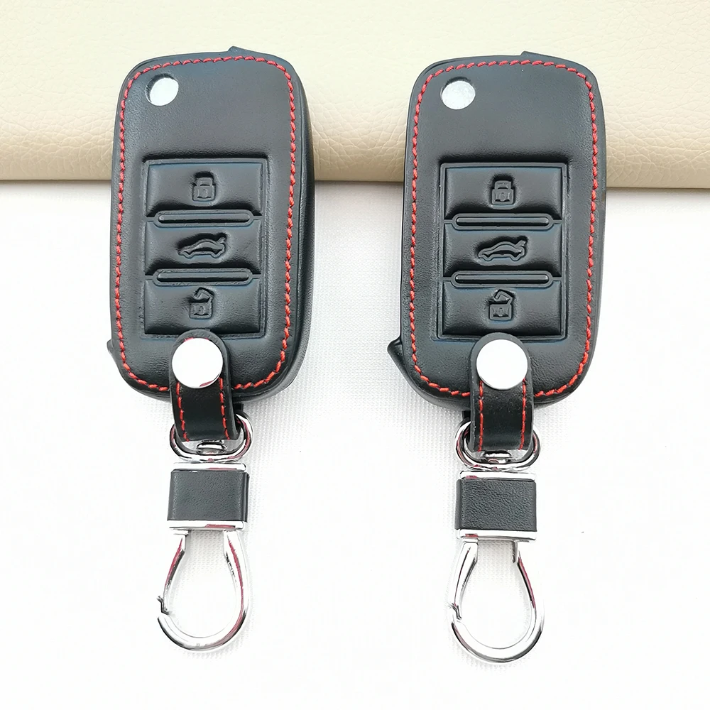 

For Roewe RX5 2017 Year For MG ZS Auto Hot Sale 3 Buttons Soft Leather Remote Fold Key Case Cover Keychain Shell Car Accessorie