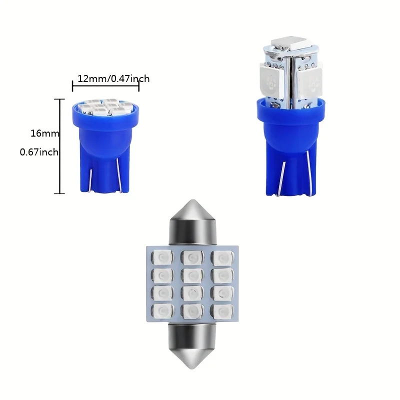Фото 12PCS/LOT Car LED Lights Kit For Auto Interior Dome Light License Plate Replacement Light Kit 5SMD/12SMD/8SMD LED Bulbs №3