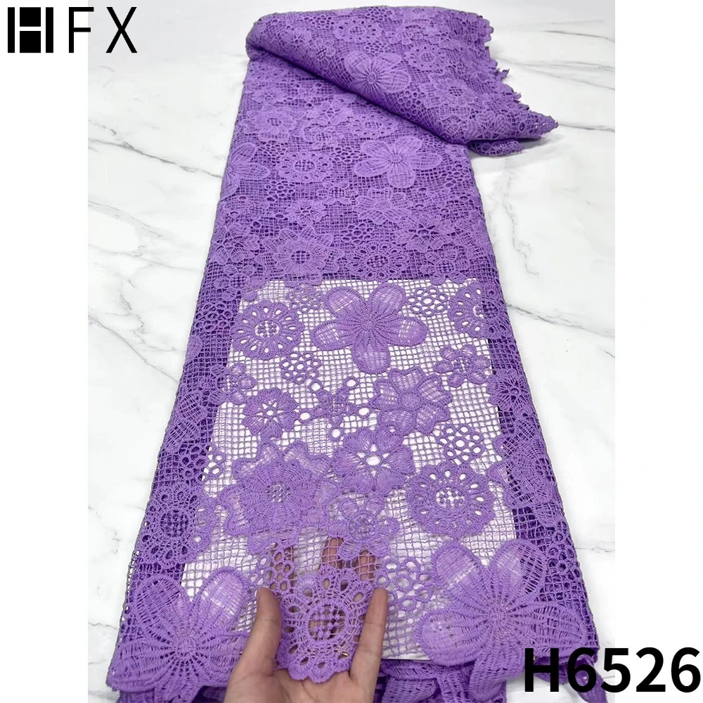 

HFX African Lace Fabric 2022 French Guipure Cord Lace Fabric Nigerian Embroidery Net Lace Fabric For Wedding 5 Yards F6526
