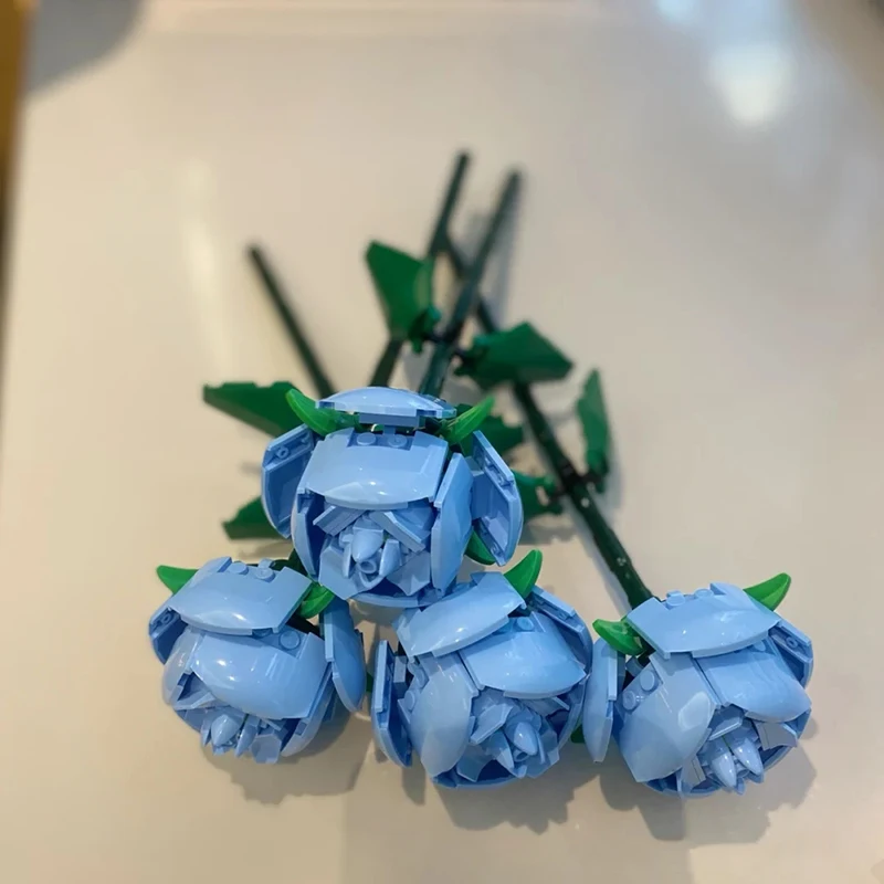 

Blue Rose MOC Building Blocks Toys Girl Gift Bricks Kits Couple Blue Enchantress Flower Language Miracle Compatible With LEGO