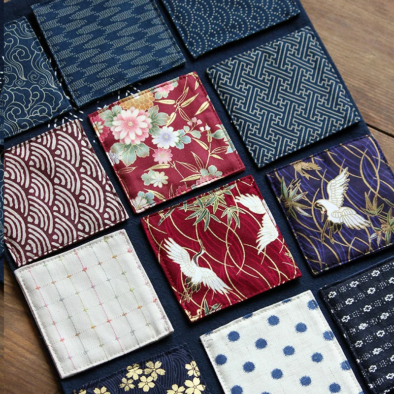 

3PCS Square Placemat 9x9cm Cotton Linen Embroidery Brocade Tea Coaster Kitchen Table Accessories Decoration Home Pad Table Mat