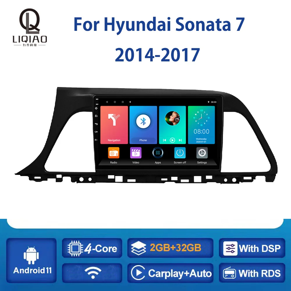 

LIQIAO Car Radio For Hyundai Sonata 7 2014-2017 Carplay Multimidia Video Player Navigation GPS Auto Rear Camera Bluetooth 8-Core