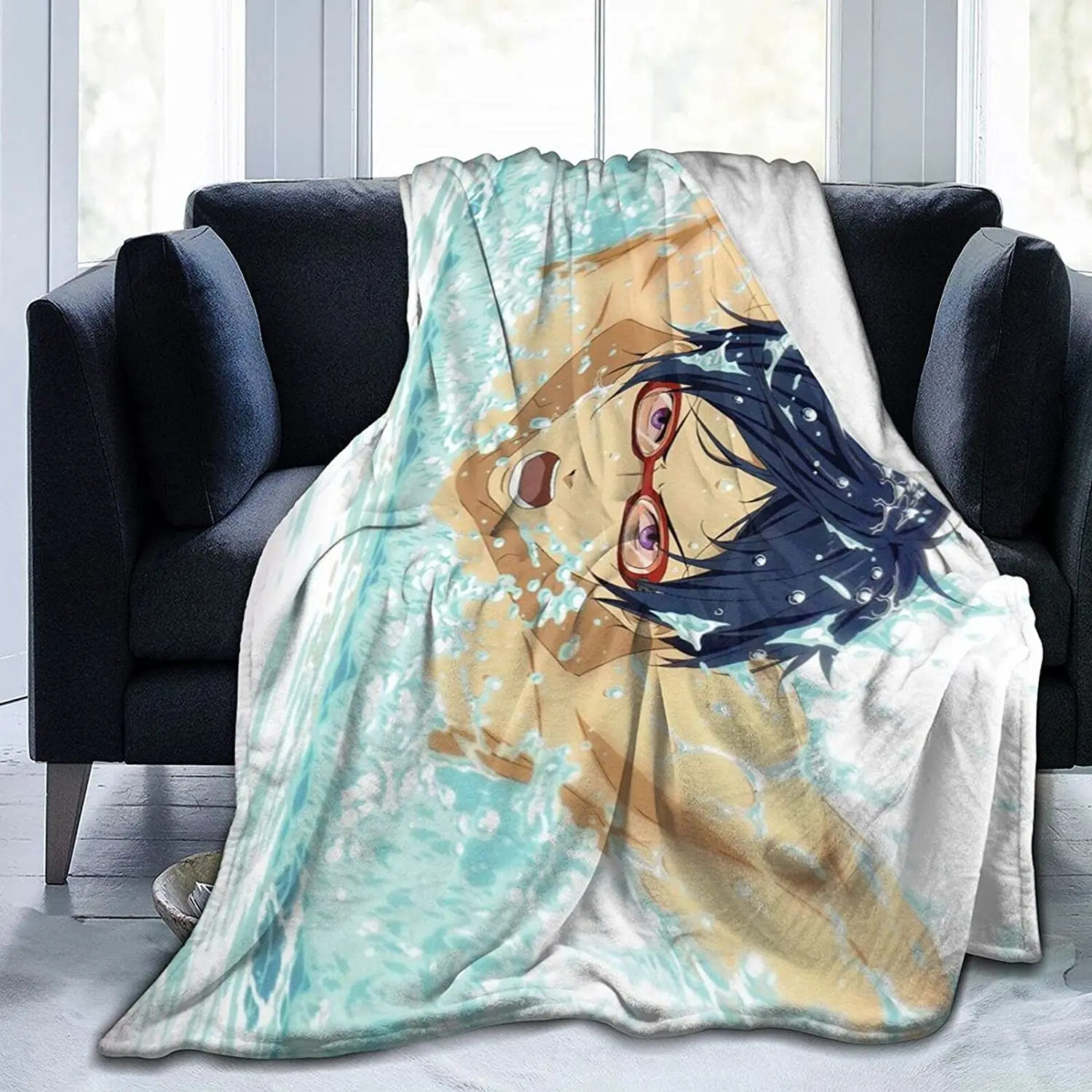 

Haruka Nanase Fluffy Soft and Comfortable Blanket, Anime Warm Embrace of Sympathy