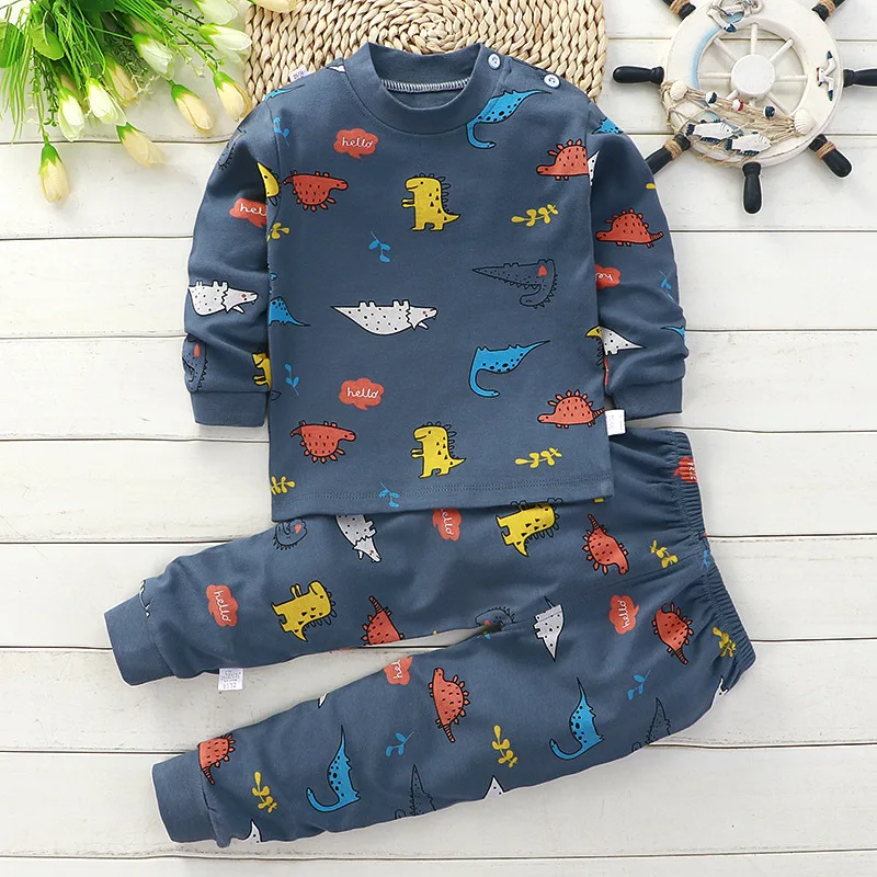 Autumn Girls Long Sleeve Clothing Sets 1-7Y Young Children Cotton Pajamas Suit Spring Kids Boys Cartoon Sleepwear Casual Outfits enlarge