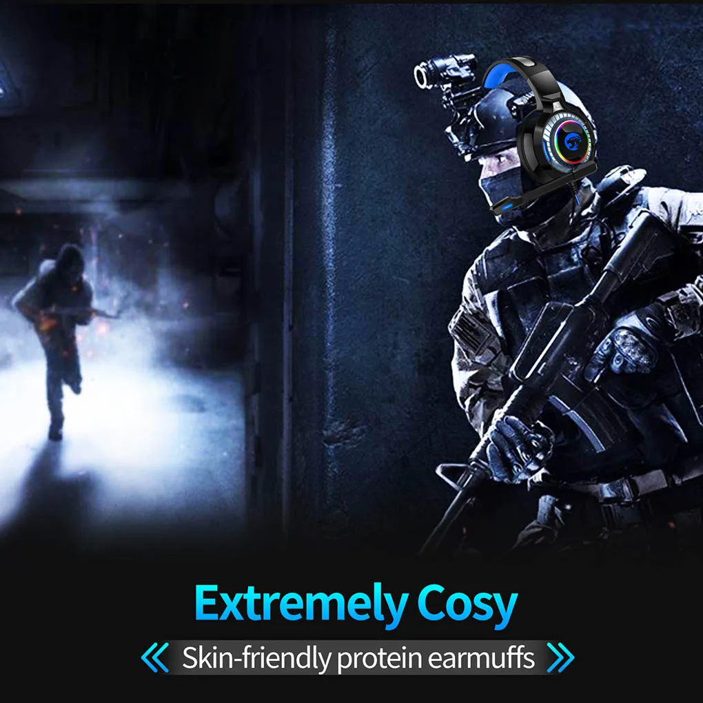 

PS4 Gaming Headset PC Stereo Bass Gaming Headphones Game Earphones Microphone LED Lights Earphone