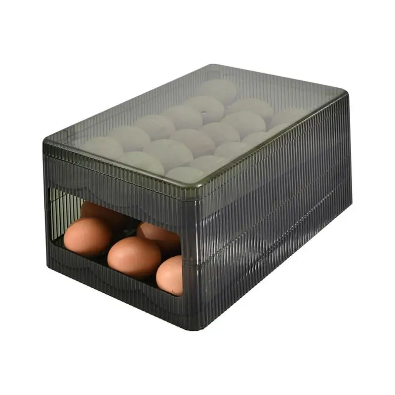 

Refrigerator Egg Organizer Automatic Rolling Stackable Egg Holder Double Layer Egg Tray Large Storage Container Holds 56 Eggs
