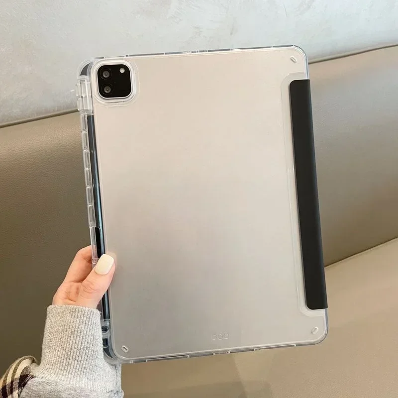 

For Xiaomi Pad 6 (2023) 11.0" Mi Pad6 Pro For Mi Pad 5 Pro 11 Crystal Transparent TPU Shockproof Casing Flip Leather Cover