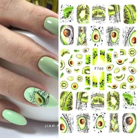 nail art decals geometric lines avocado orange fruits back glue nail stickers decoration for nail tips beauty