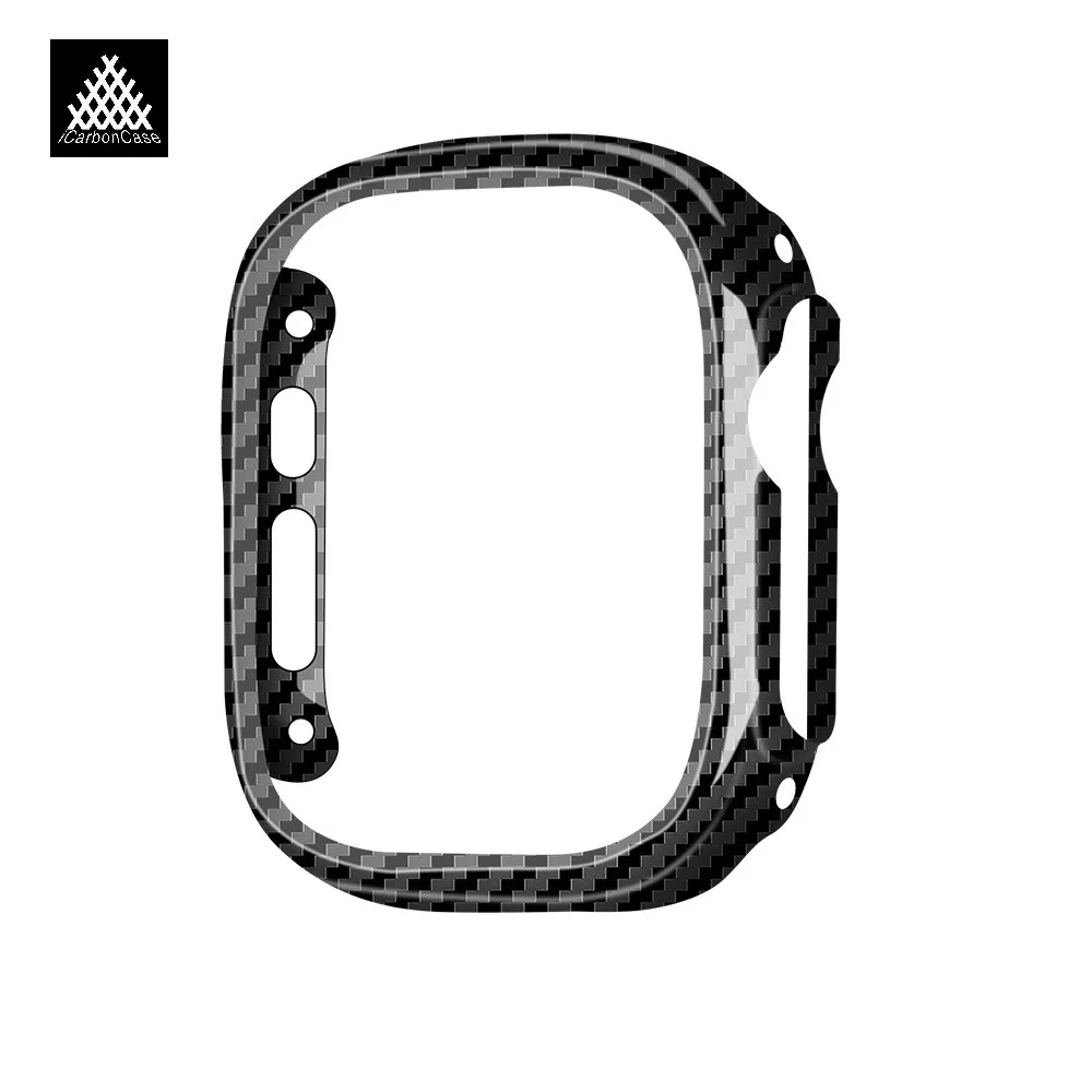 Фото Для Apple Watch Ultra 1 2 49 мм кованый/3k глянцевый/матовый чехол из настоящего углеродного волокна для iWatch S7 S8 S9 S10 4245 46 мм легкий чехол №2