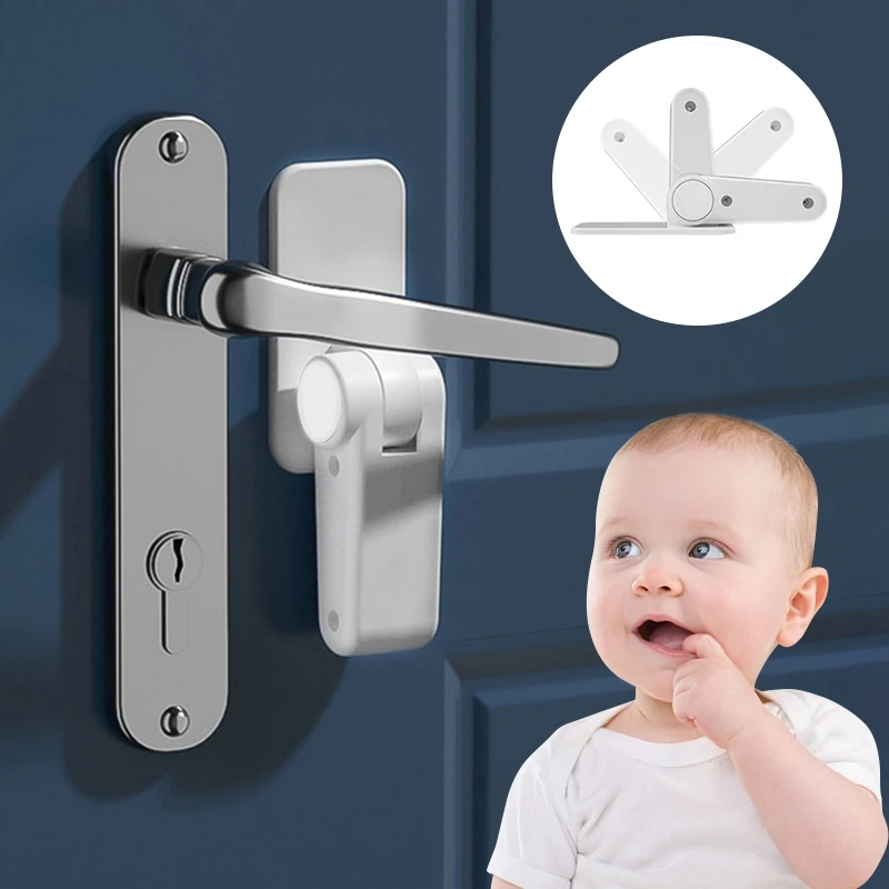 

Baby Safety Locks Infant Door Lever Lock Anti-pinch Hand Kids Proofing Anti-open Door Protection Device Easy To Install