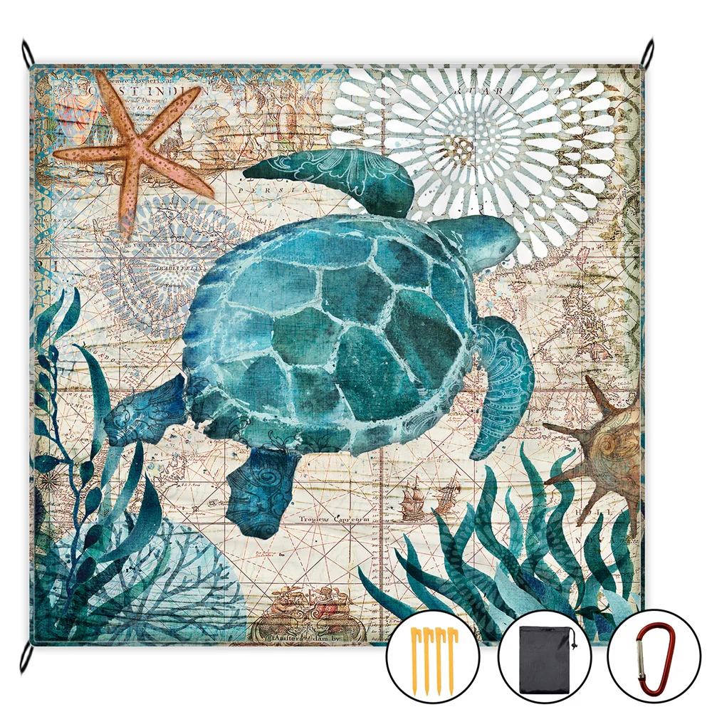 Водонепроницаемый Пляжный коврик с рисунком морской черепахи 1 шт.