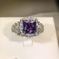 fashion ring jewelry 925 silver accessories with amethyst zircon gemstone finger rings for women wedding party engagement gifts
