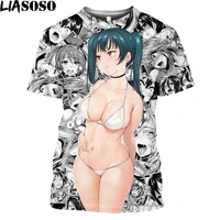 liasoso girls bikini t shirts women men 3d print sexy female cartoon figure t shirt hentai anime shirt beach harajuku clothes