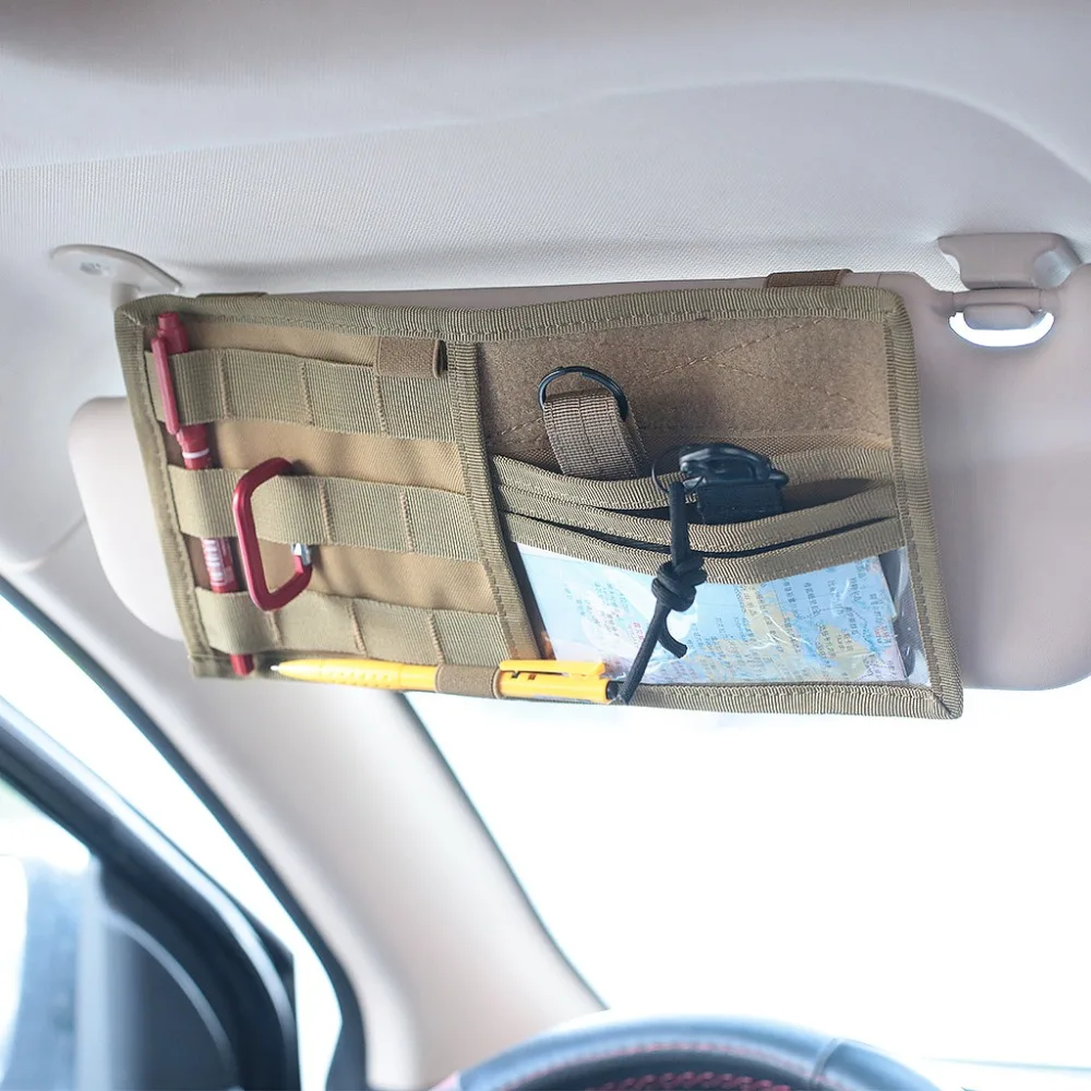 

MOLLE Vehicle Visor Panel EDC Tool Pouch Tactical CD Storage Bag Truck Car Sun Visor Organizer Auto Gear Accessories Holder