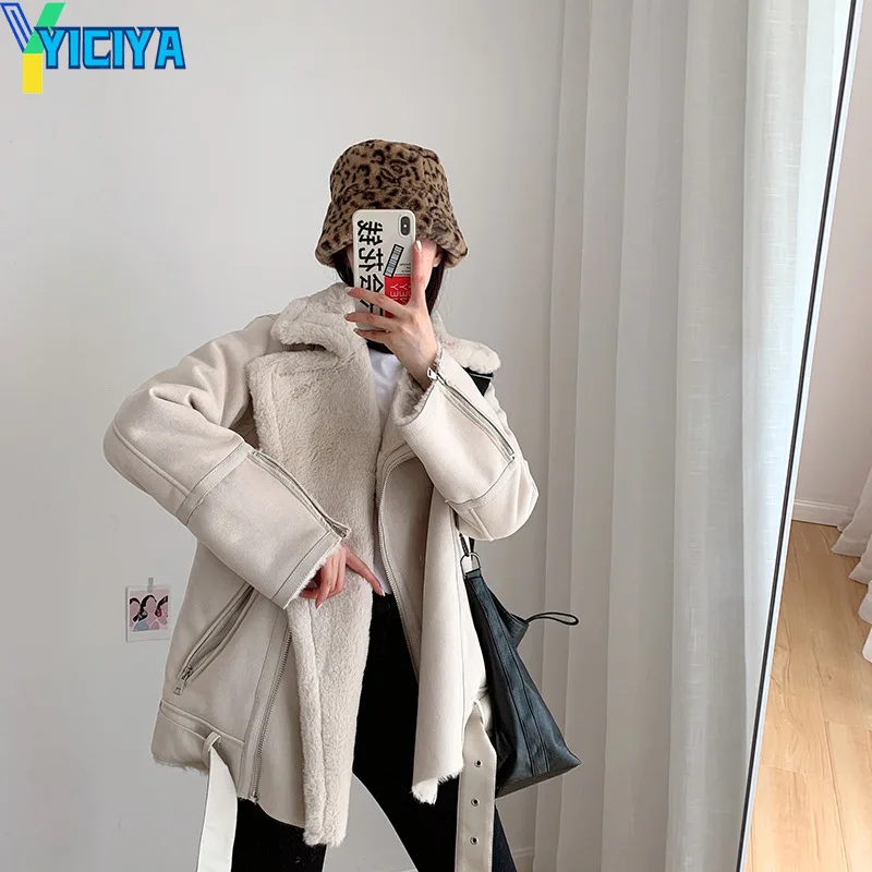 YICIYA Autumn And Winter Jackets 2023 Woman Thickened Double-sided Lamb Velvet Fur Coats Deerskin Jacket Cotton Female Clothing
