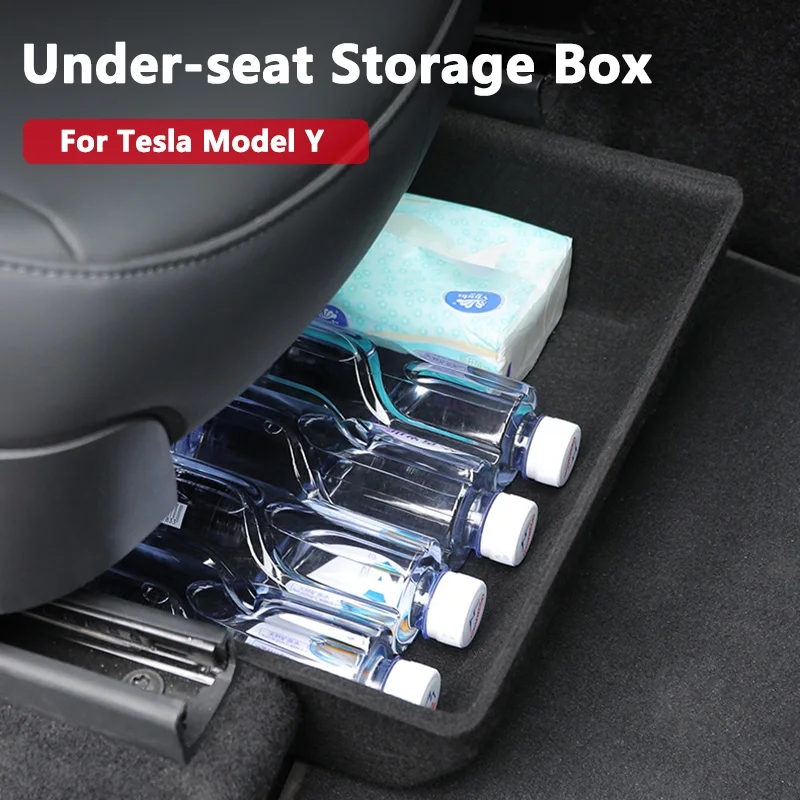

Felt Cloth Under-seat Storage Box For Tesla Model Y Car Accessories Stowing Tidying Organizer Modified Decoration Interior Parts