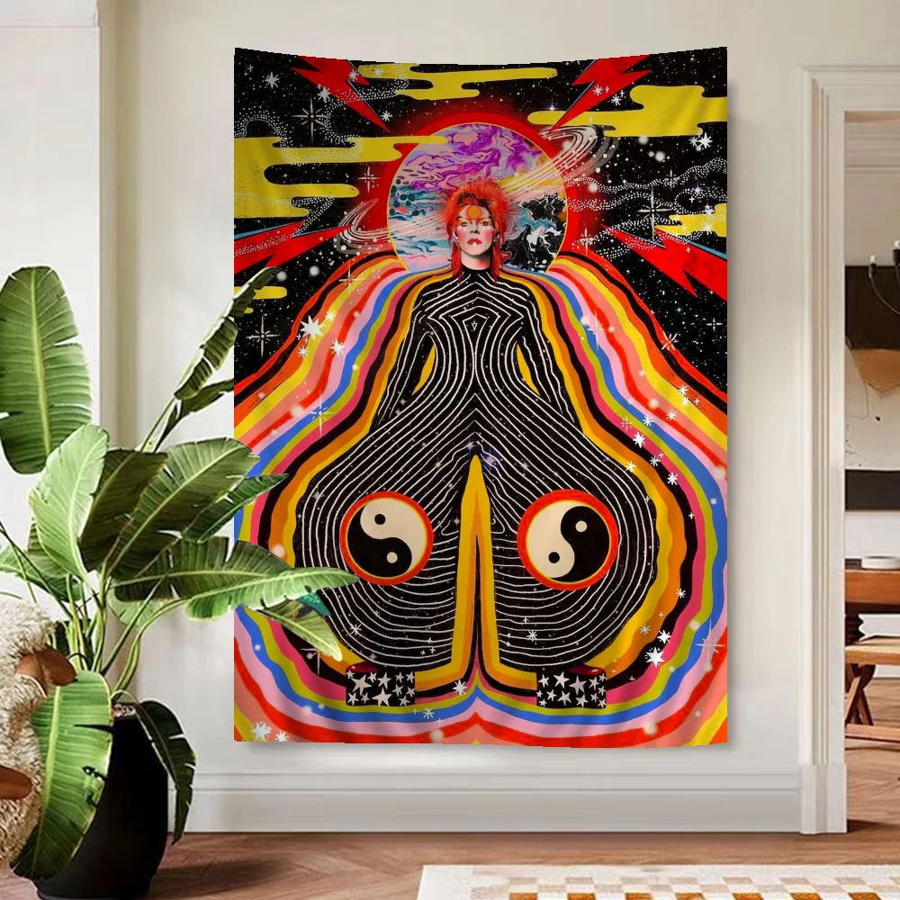 Британский гобелен рок-певица Дэвид Б-Боуи из аниме подвесной Таро хиппи