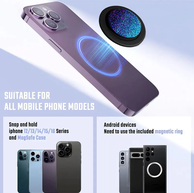 Фото Магнитный держатель для телефона Popped Magnetic Phone Socket для MagSafe, совместимый с iPhone 17, 16, 15, 14 Pro Max Plus - синий №4