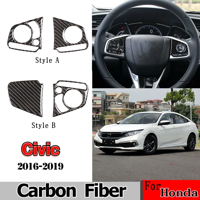 

3d наклейка на рулевое колесо для Honda Civic (Fc /Fk )2016 -2019 из настоящего углеродного волокна, панель панели, аксессуары для интерьера автомобиля