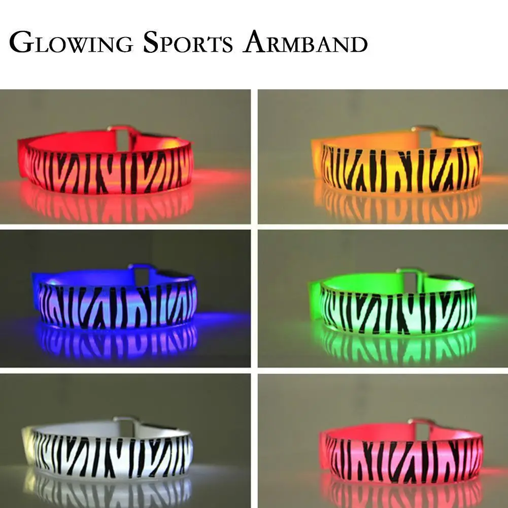 

Светодиодный светящийся нарукавник для ночного бега, светоотражающий нарукавник с узором зебры, светящийся нарукавник для альпинизма, спо...