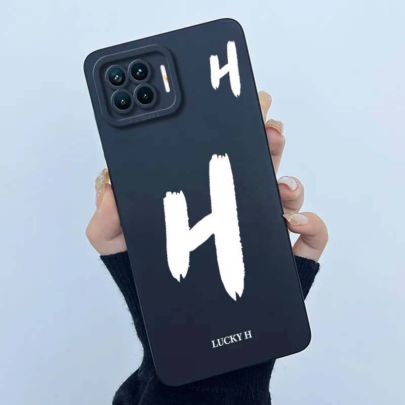 Фото Для OPPO F17 Oppo F17 Pro Чехол Oppo A73 A93 Reno 4F Задняя крышка ТПУ Силиконовый Lucky Initial Letter Пара Телефон Бампер Мягкий чехол №4