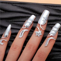 punk style adjustable joint armor knuckle metal rhinestones ring women jewelry gift