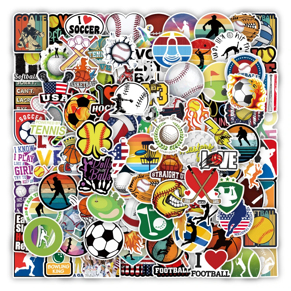 

Pack of 100Pcs Cartoon Sport Stickers No-duplicate Waterproof Sticker For Luggage Skateboard Laptop Car Decals