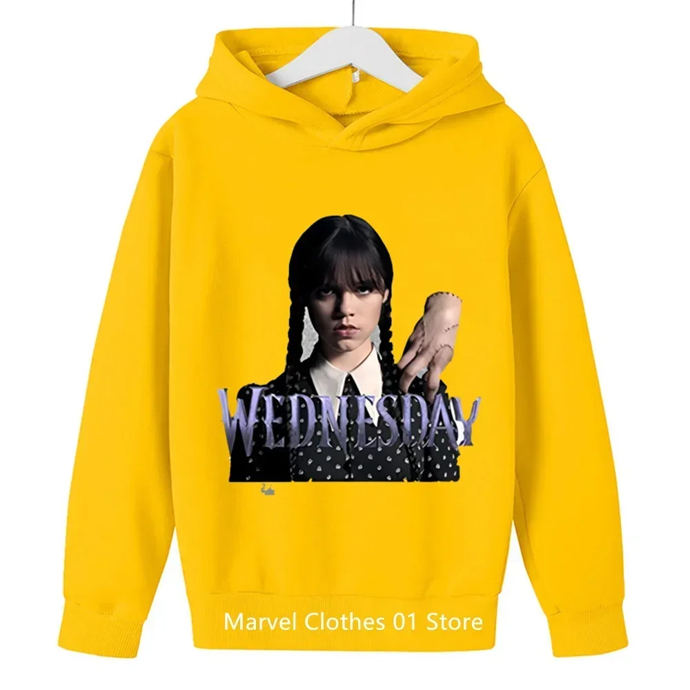 2024 Kids Wednesday Addams Family Clothes Children Hoodies Long Sleeve Autumn Toddler Boys Girls Cute Sweatshirts