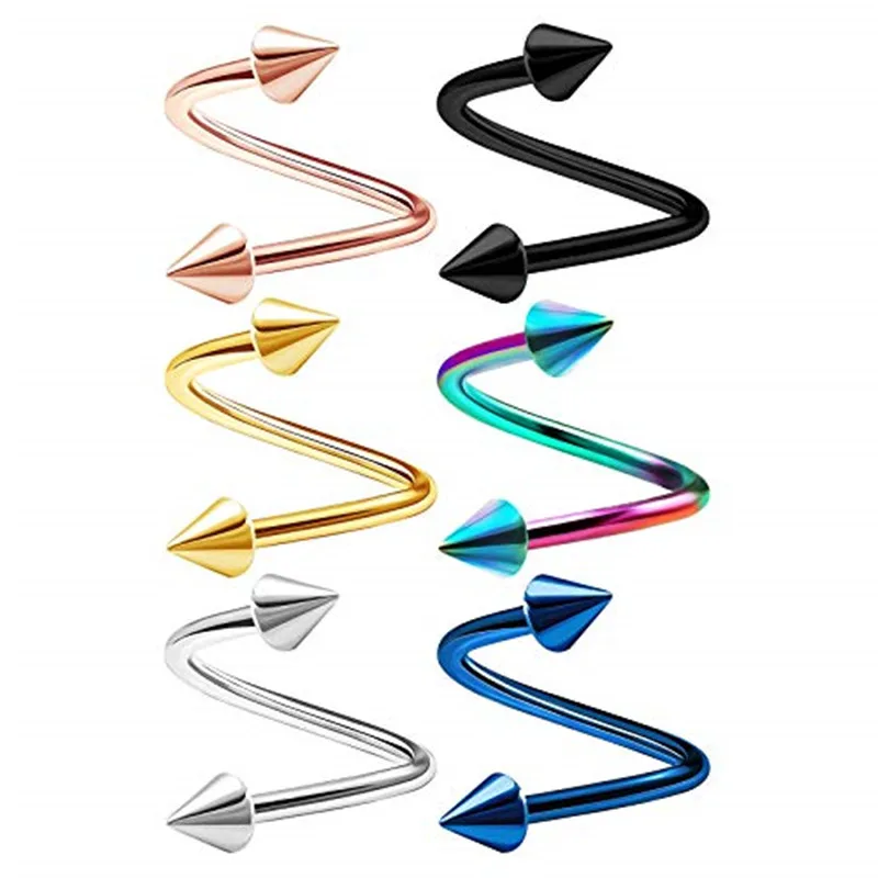 Закрученный в спираль кольцо для губ из хирургической стали 1 Пара Кольца носа 16