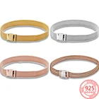 Женский сетчатый Браслет Из Серебра 100% пробы, с зажимом