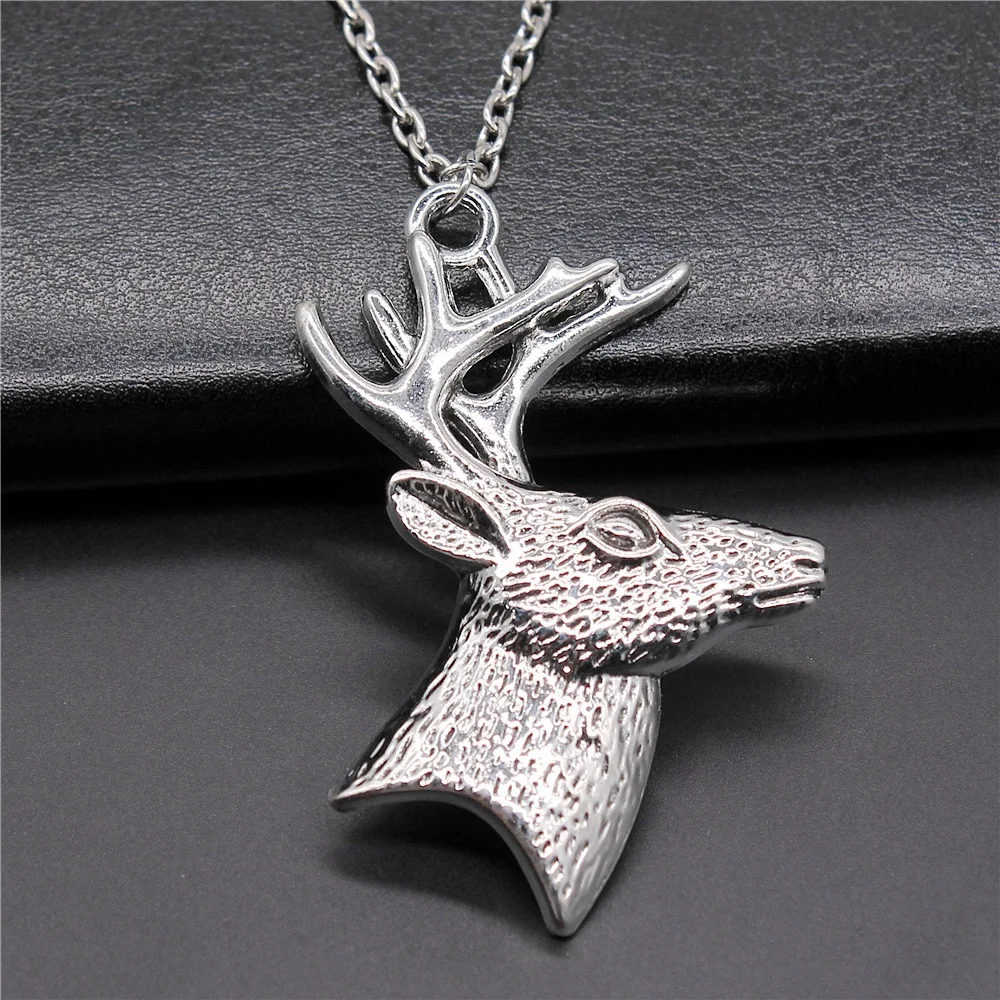 Ожерелье с подвеской в виде головы оленя с оленьими рогами, 2 цвета