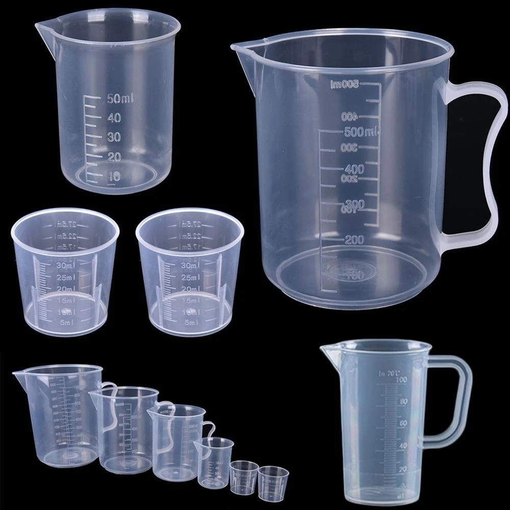

6Pcs/set Clear Plastic Graduated Measuring Cup for Baking Beaker Liquid Measure JugCup Container