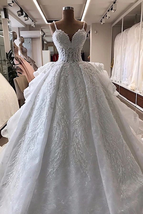 

Robe De Mariee Long Wedding Dresses Lace Beads Wedding Dresses Vestidos De Novia 100% Same As The Photos Custom Wedding Dresses