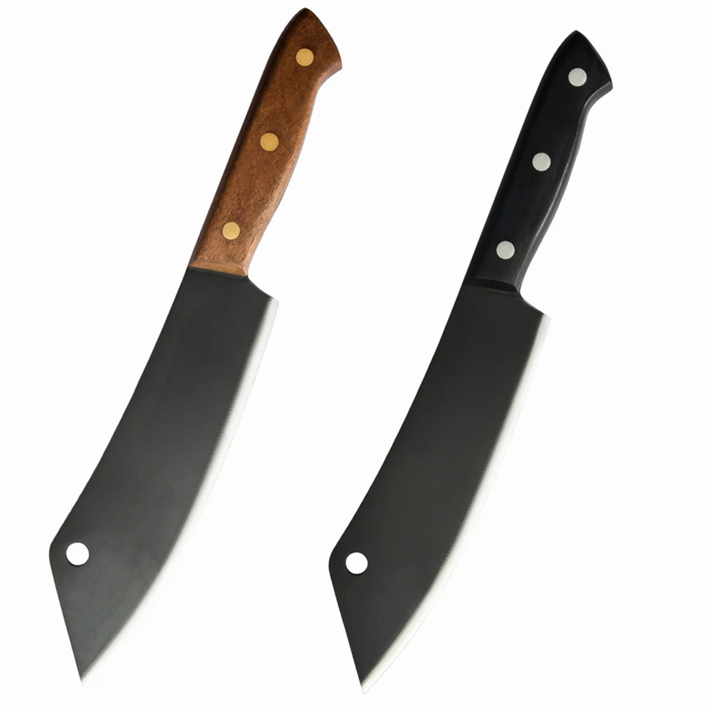 

Sowoll Stainless Steel Kitchen Knives 8" Black Blade Sharp Slicing Cooking Chef Knife Full Tang Wood Handle Cleaver Knives 1Pcs