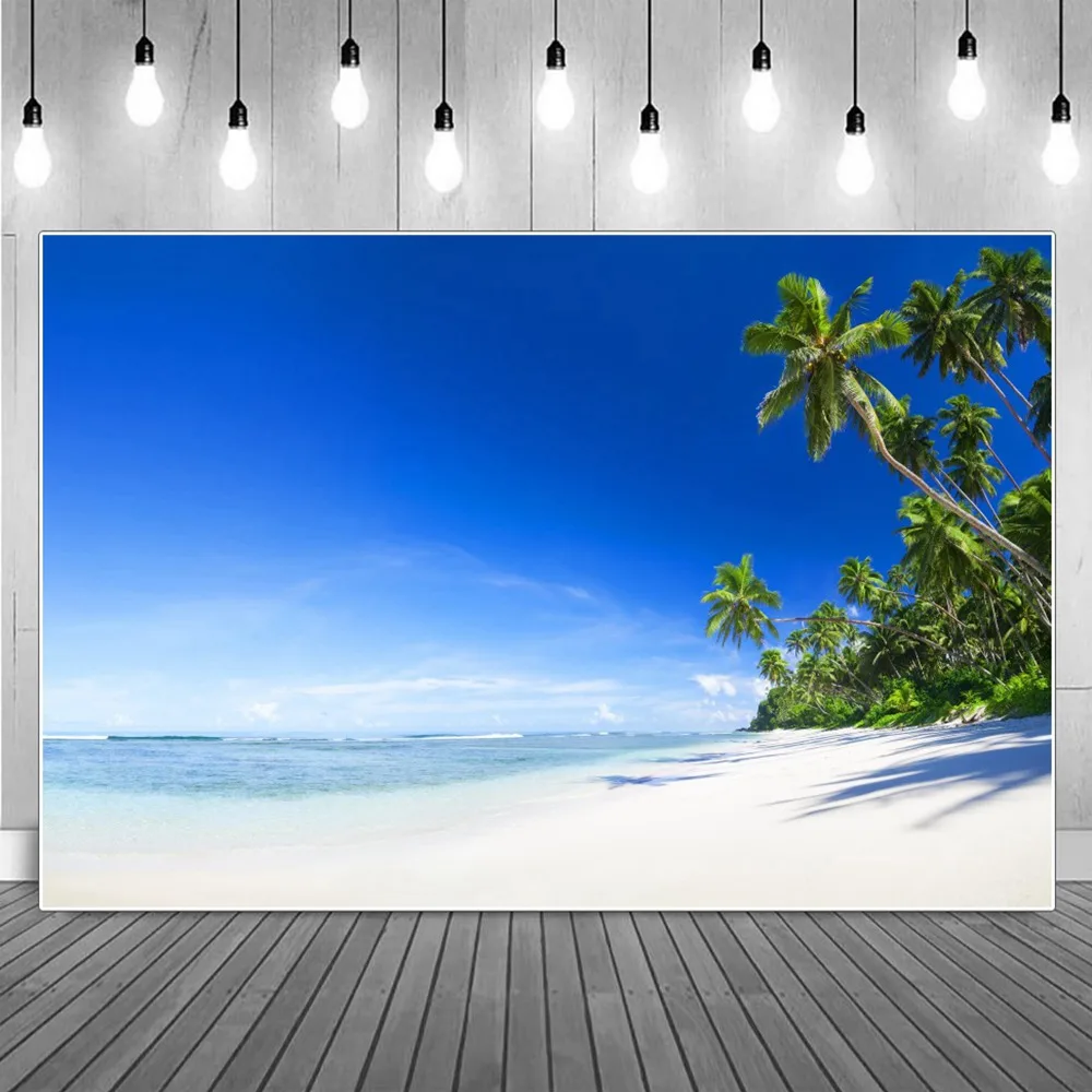 Фон для фотосъемки с изображением летних тропических островов моря пальм пляжа