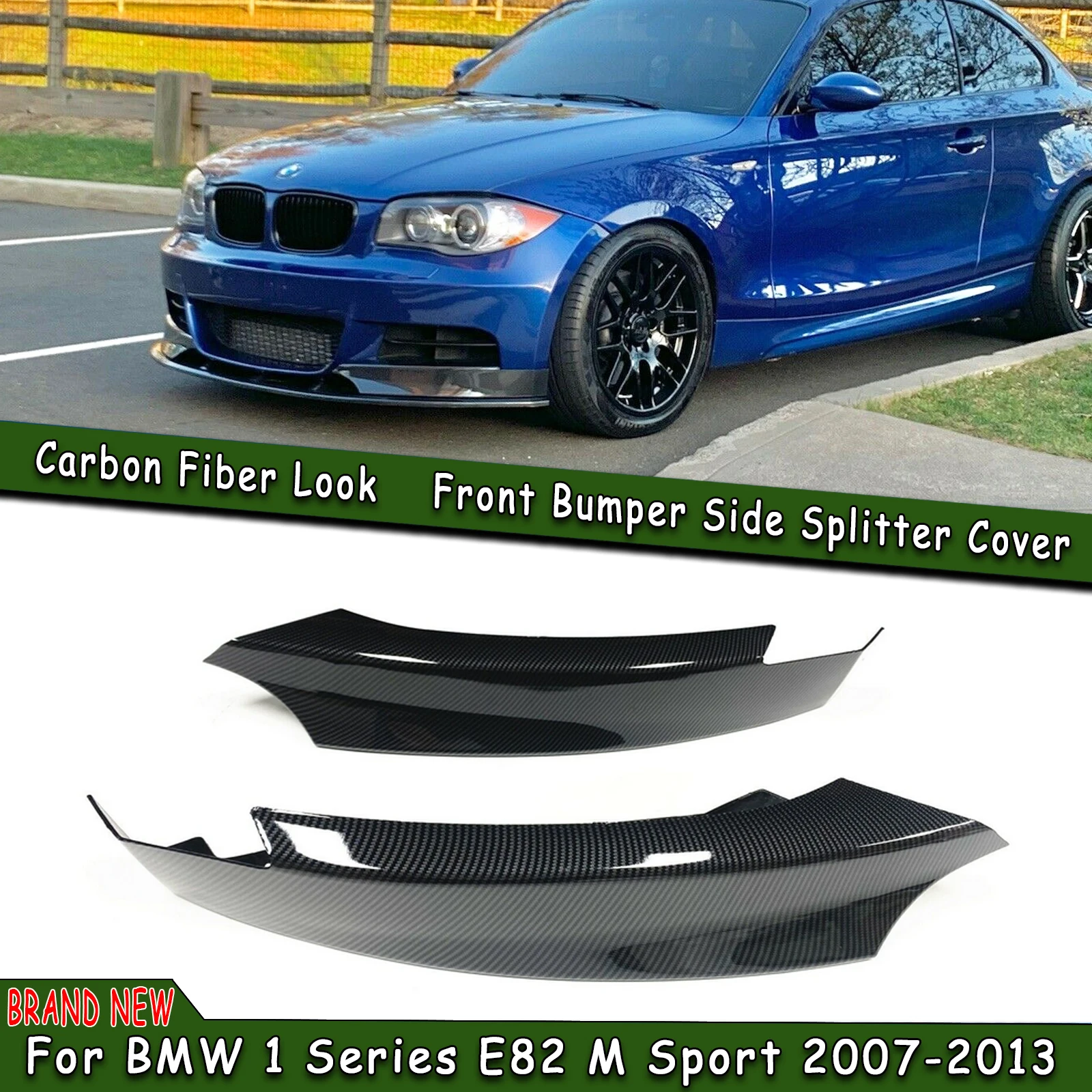 

Передняя боковая крышка бампера для BMW 1 серии E82 E88 M Sport 2007-2013, бра из АБС-пластика, противотуманная фара из углеродного волокна, противотуман...