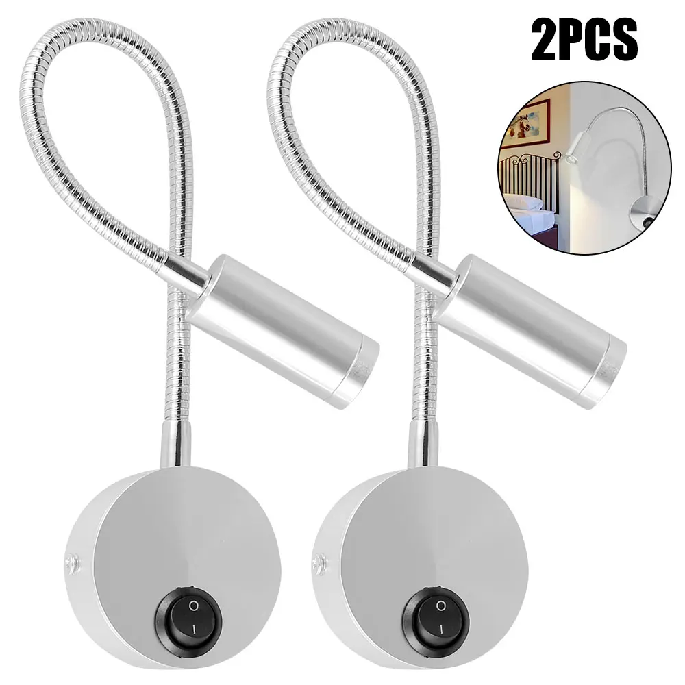 

2Pack Wall Lamp Metal Flexible Gooseneck Wall Light 360° Rotation Wall Mounted Reading Lights Flexible Hose Wall Sconce Wired