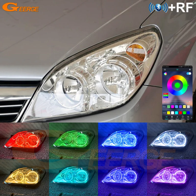 Фото Для Opel Astra H 2004 2005 2006 2007 2008 2009 2010 Bluetooth APP Ультра яркий многоцветный RGB светодиодный комплект Angel Eyes Halo Rings №2