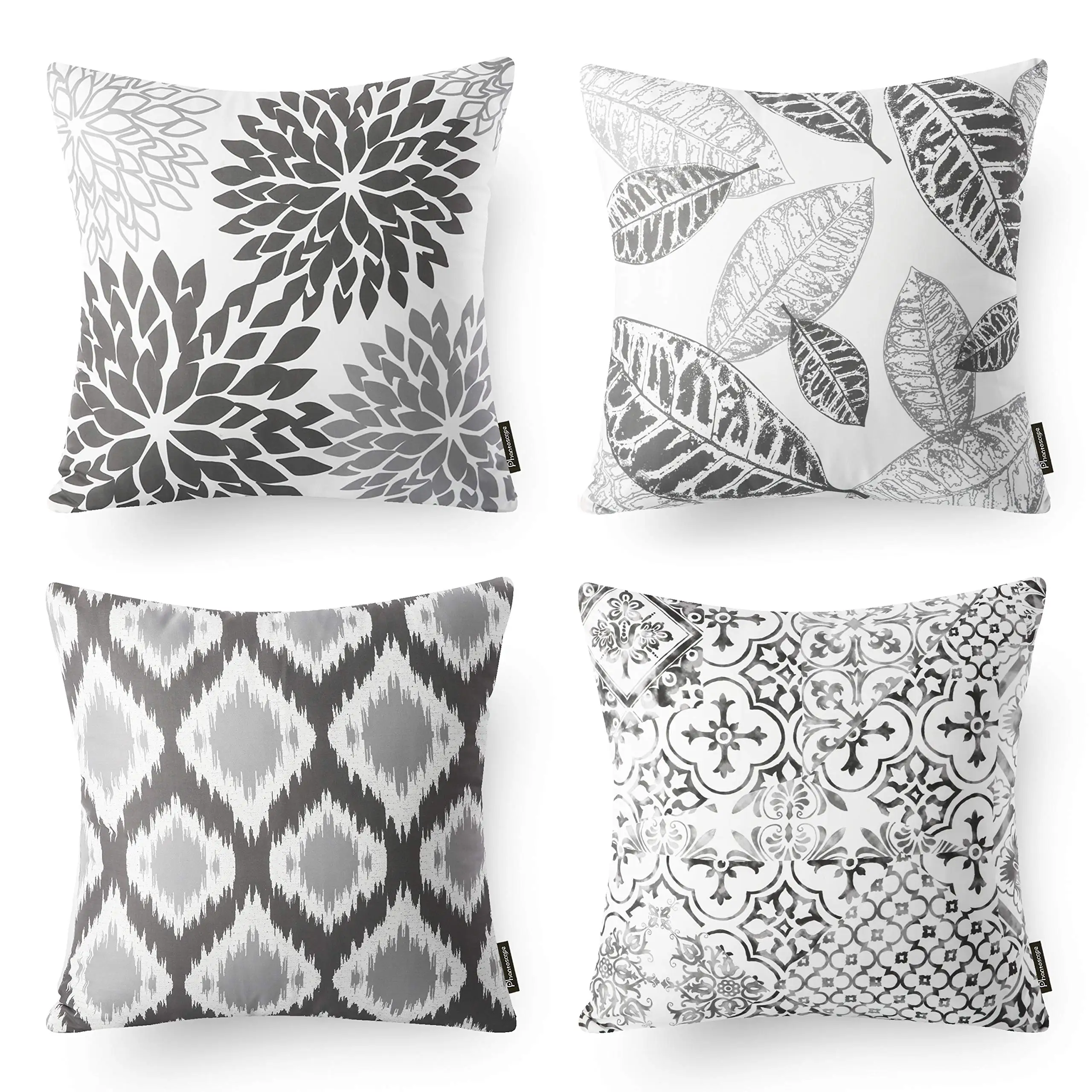 

Gray geometric flower leaf linen pillowcase sofa cushion cover home decoration can be customized for you 40x40 50x50 60x60 45x45