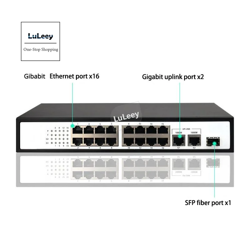 Gigabit 16 POE Switch high-power security monitoring ports 2 on-port 1Fiber port | Мобильные телефоны и аксессуары