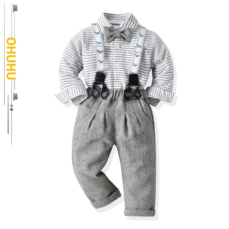 

2022 Autumn Winter New Children's Clothing Two Piece Striped Gentleman Boys Long Sleeves Birthday Party 1 2 3 Year Gift Tz990