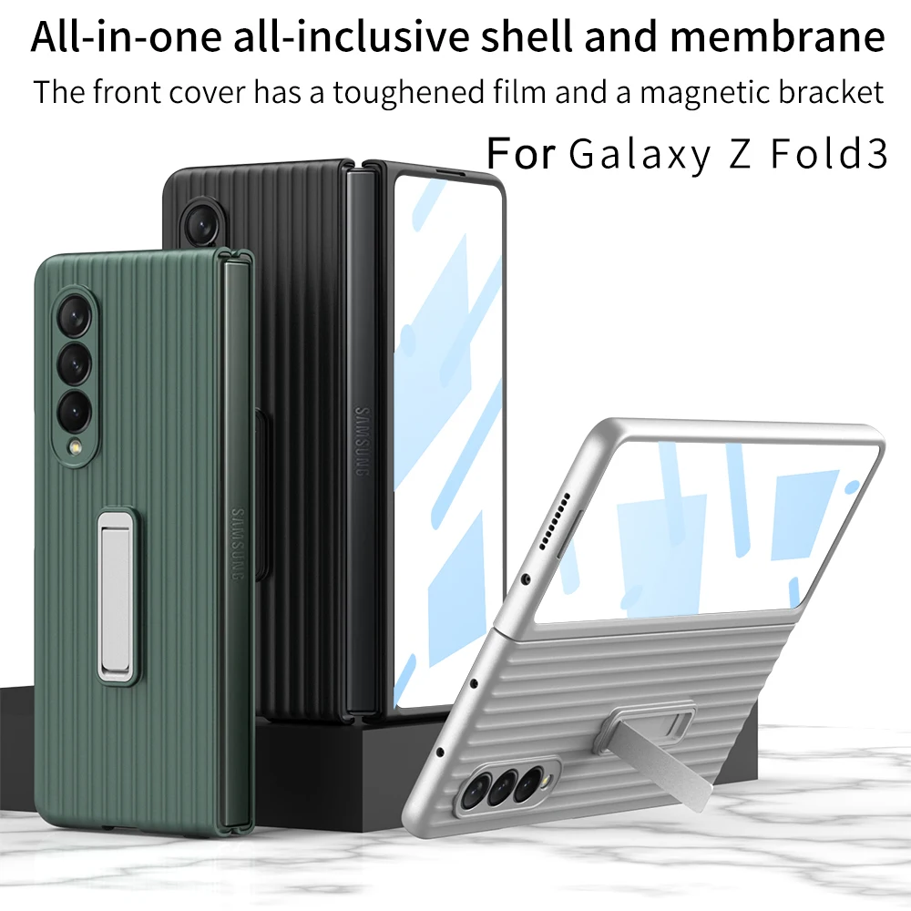 

Z Fold 3 Case For Samsung Galaxy Z Fold 3 Luggage Back Stand Holder Phone Cover Z Fold3 ZFold 3 Shell For Galaxy Z Fold 3 Cases